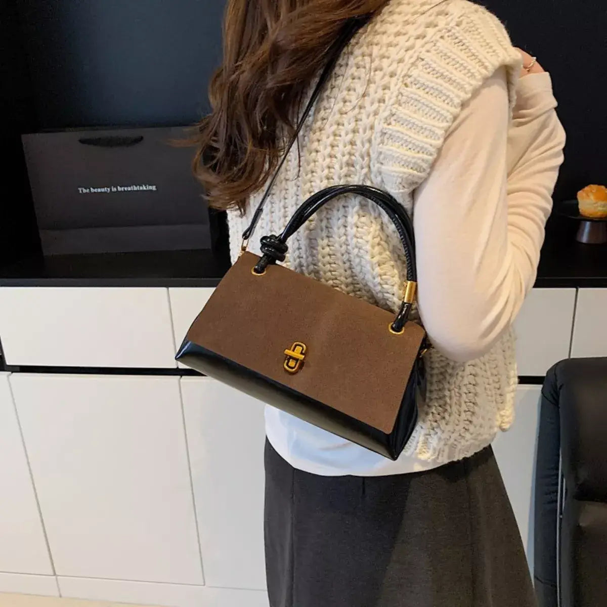 Flap Crossbody Bag with Top Handle - Trendsi - Flyclothing LLC