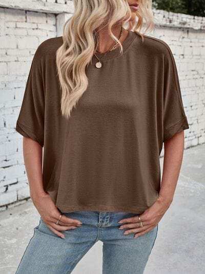 Lovelet Round Neck Half Sleeve T-Shirt - Trendsi - Flyclothing LLC