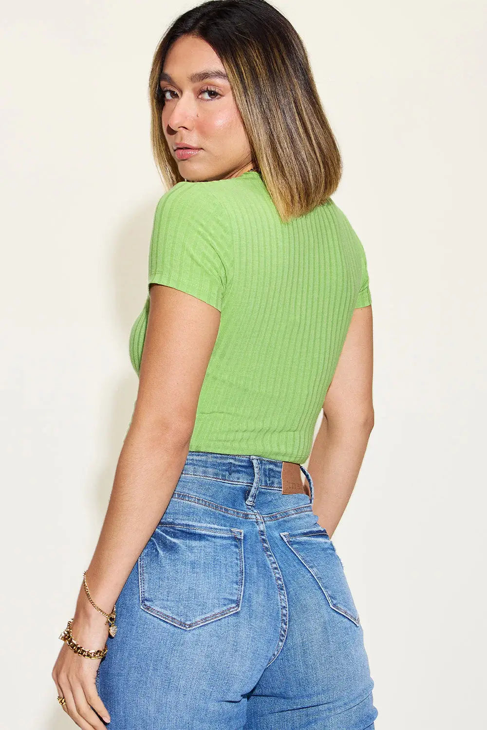 Basic Bae Full Size Ribbed Round Neck Short Sleeve T-Shirt - ShopBasicbae - Flyclothing LLC