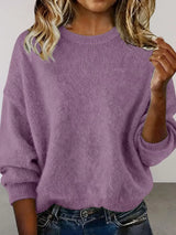 Full Size Round Neck Dropped Shoulder Sweater Plus Size - Trendsi - Flyclothing LLC