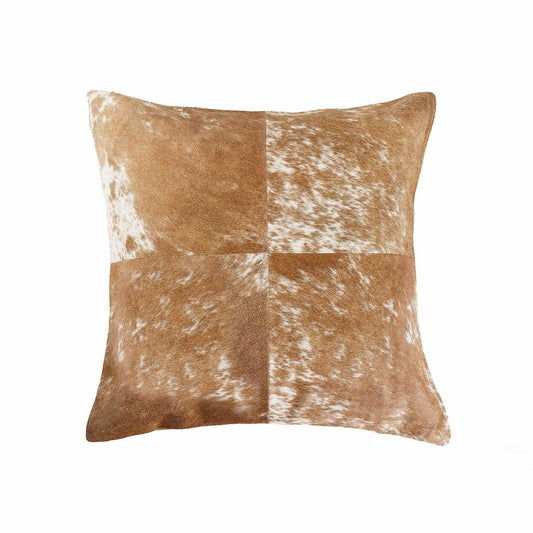 18" Brown and White Cowhide Throw Pillow - Homeroots
