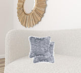 18" X 18" X 5" Grey Faux Fur Pillow 2 Pack - Homeroots - Flyclothing LLC