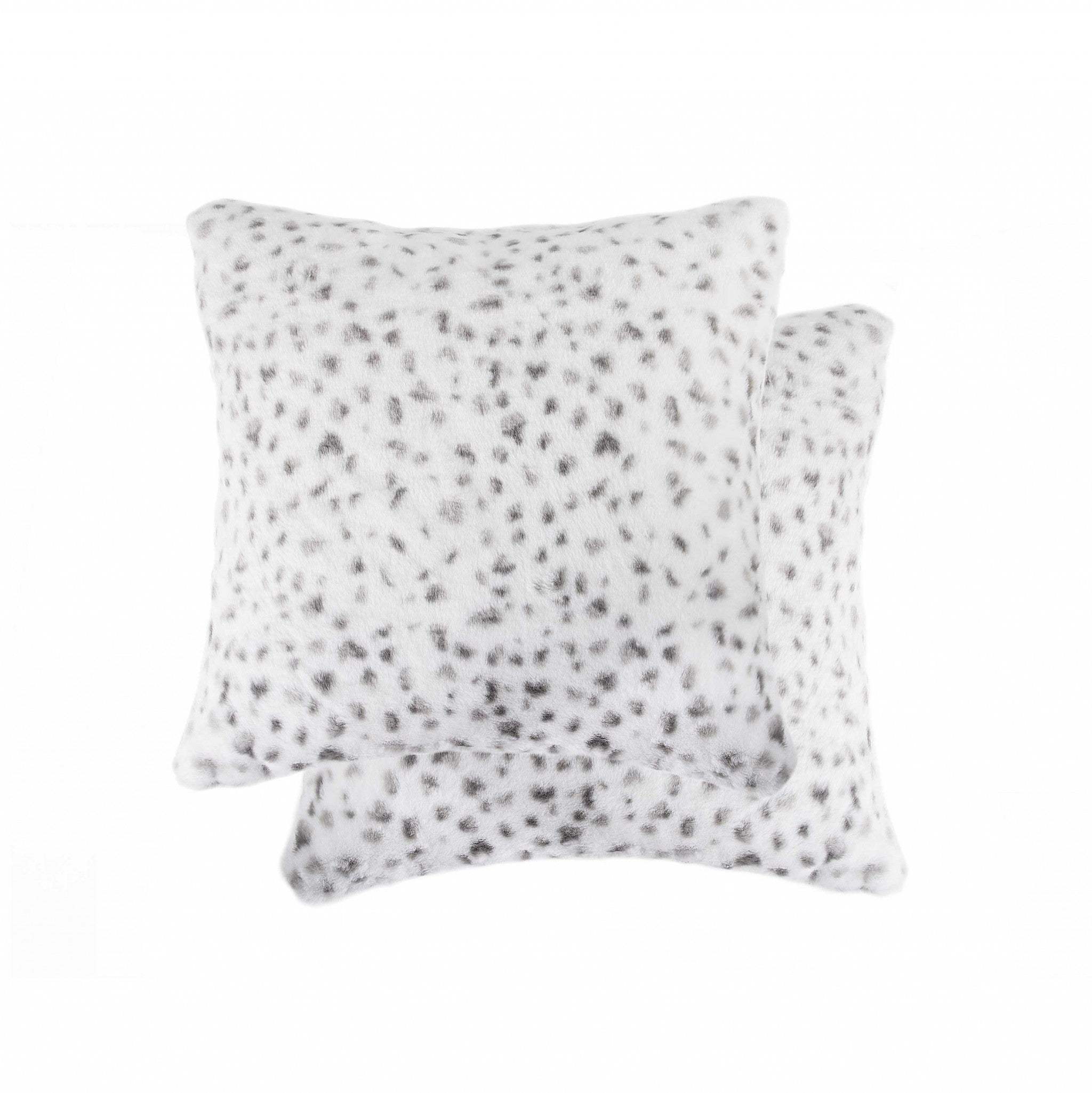 Set of Two 18" Brown and White Faux Fur Throw Pillow - Homeroots - Flyclothing LLC