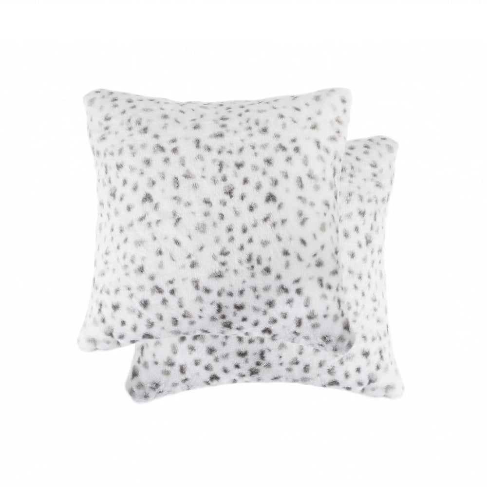 Set of Two 18" Brown and White Faux Fur Throw Pillow - Homeroots