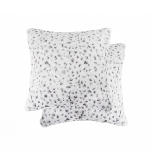 Set of Two 18" Brown and White Faux Fur Throw Pillow - Homeroots