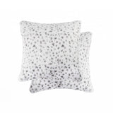 Set of Two 18" Brown and White Faux Fur Throw Pillow - Homeroots