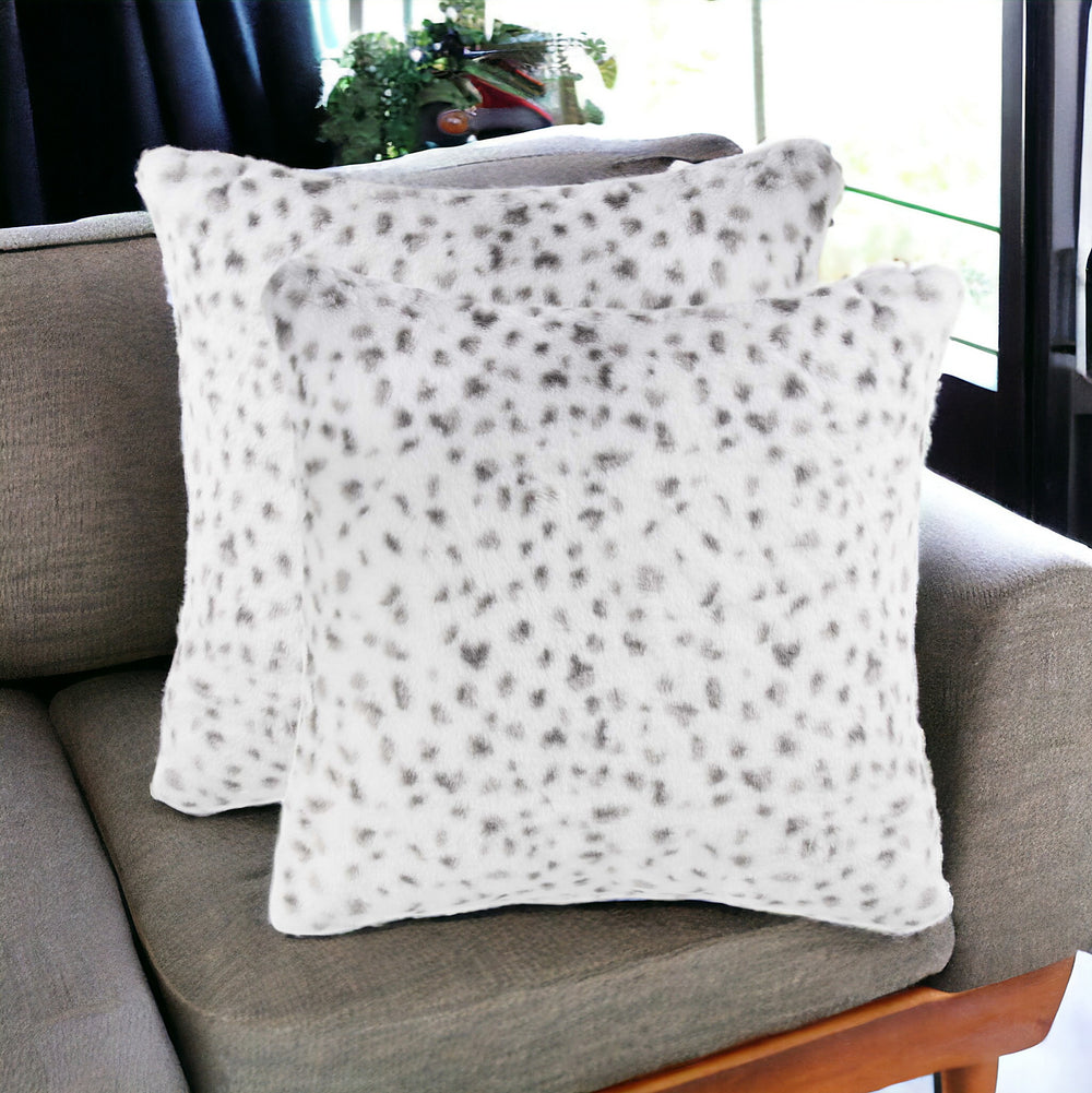 Set of Two 18" Brown and White Faux Fur Throw Pillow - Homeroots - Flyclothing LLC