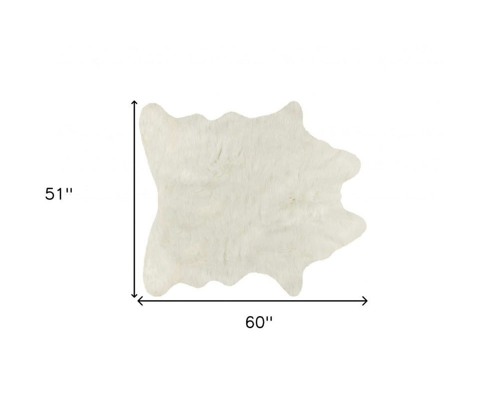 4' X 5' Off White Faux Cowhide Animal Print Cowhide Area Rug - Homeroots - Flyclothing LLC