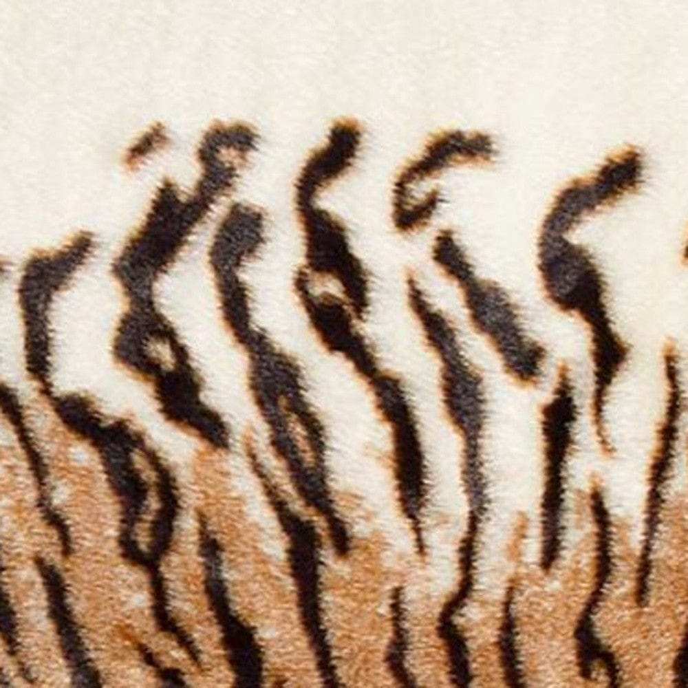 4' X 5' Brown and Black Faux Fur Tiger Print Shag Area Rug - Homeroots - Flyclothing LLC