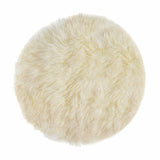 5' Off White Round Shag Sheepskin Area Rug - Homeroots