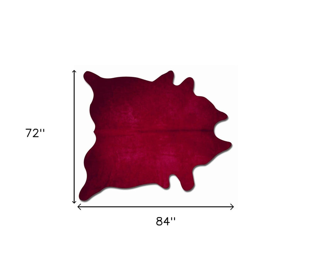 72" X 84" Burgundy Cowhide Rug - Homeroots - Flyclothing LLC