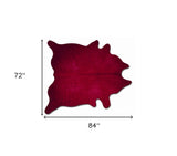72" X 84" Burgundy Cowhide  Rug - Homeroots
