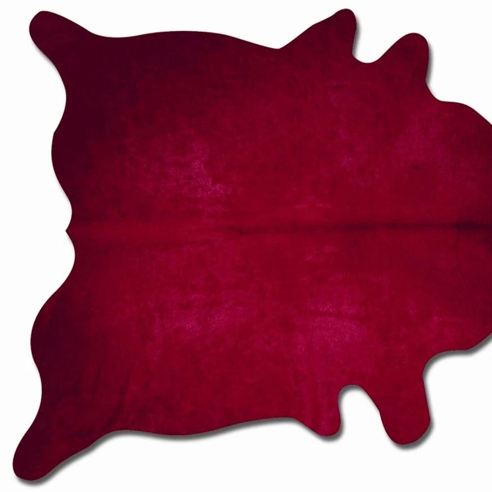 72" X 84" Burgundy Cowhide Rug - Homeroots - Flyclothing LLC