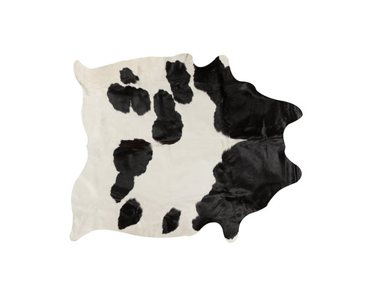 72" X 84" White And Black Cowhide  Rug - Homeroots