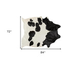 72" X 84" White And Black Cowhide  Rug - Homeroots