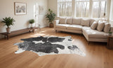 72" X 84" Silver Black & White Cowhide  Rug - Homeroots