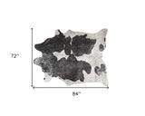 72" X 84" Silver Black & White Cowhide Rug - Homeroots - Flyclothing LLC