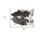 72" X 84" Silver Black & White Cowhide  Rug - Homeroots