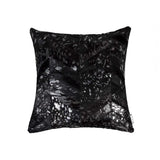 18" Black and Silver Cowhide Throw Pillow - Homeroots