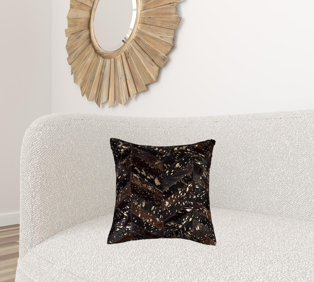 18" X 18" X 5" Chocolate And Gold Pillow - Homeroots - Flyclothing LLC