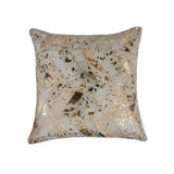 18" Natural & Gold Cowhide Throw Pillow - Homeroots