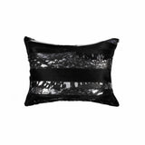 12" X 20" Black and Silver Cowhide Throw Pillow - Homeroots - Flyclothing LLC