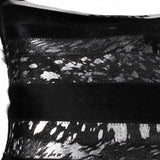 12" X 20" Black and Silver Cowhide Throw Pillow - Homeroots