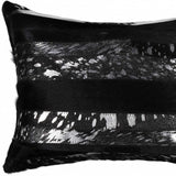 12" X 20" Black and Silver Cowhide Throw Pillow - Homeroots - Flyclothing LLC