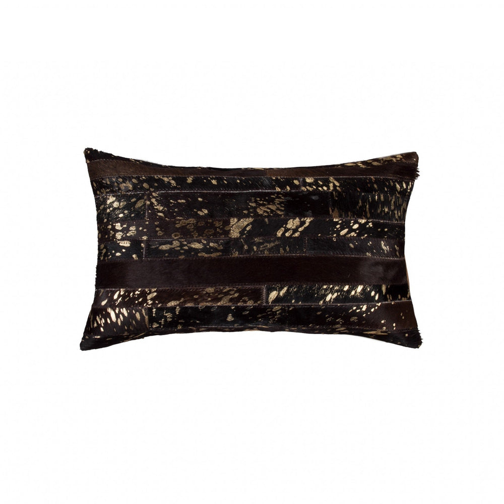 12 X 20 Chocolate Cowhide Throw Pillow - Homeroots