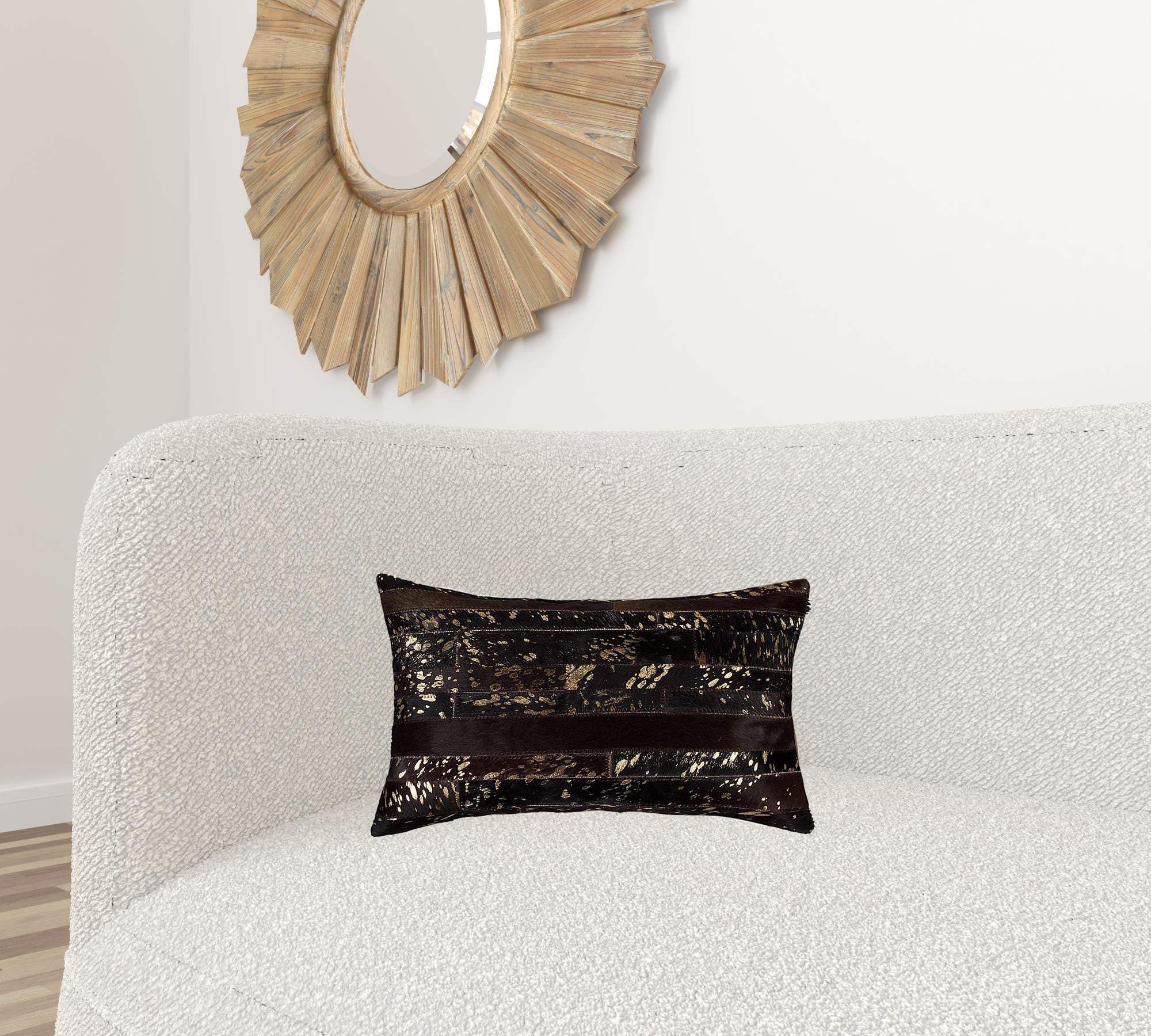 12 X 20 Chocolate Cowhide Throw Pillow - Homeroots - Flyclothing LLC