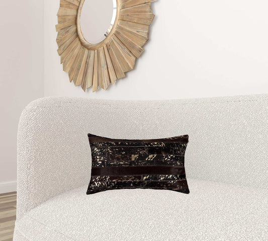 12 X 20 Chocolate Cowhide Throw Pillow - Homeroots - Flyclothing LLC
