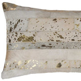 12" X 20" Natural & Gold Cowhide Throw Pillow - Homeroots - Flyclothing LLC