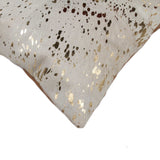 18" Natural & Gold Cowhide Throw Pillow - Homeroots