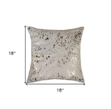 18" Natural & Gold Cowhide Throw Pillow - Homeroots - Flyclothing LLC