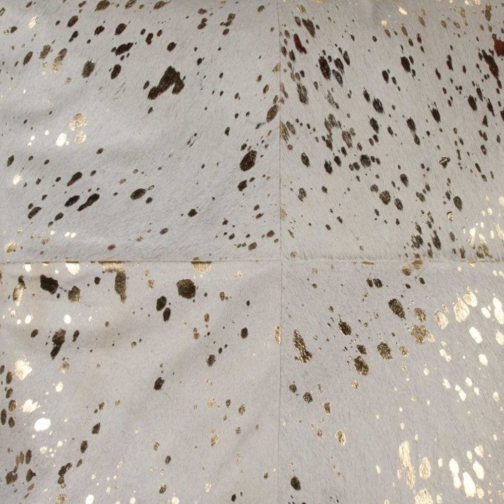 18" Natural & Gold Cowhide Throw Pillow - Homeroots - Flyclothing LLC