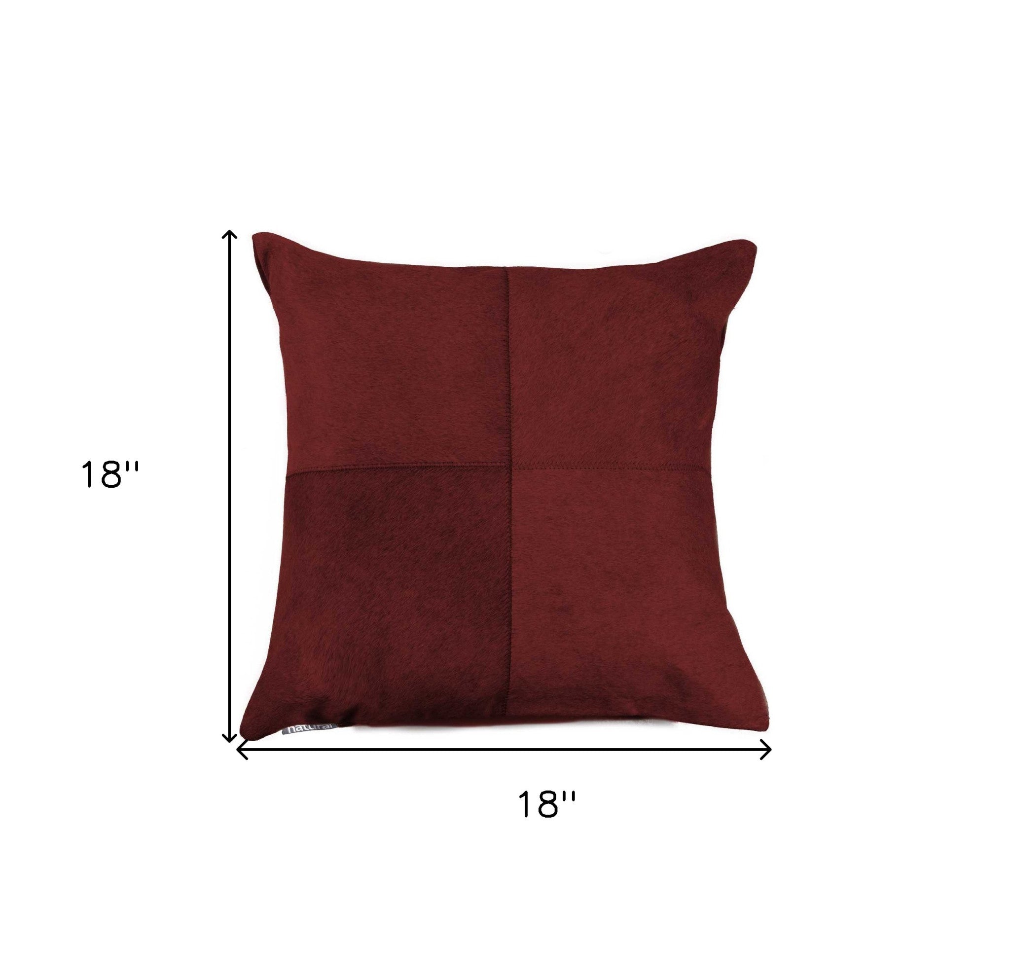 18" Wine Cowhide Throw Pillow - Homeroots - Flyclothing LLC