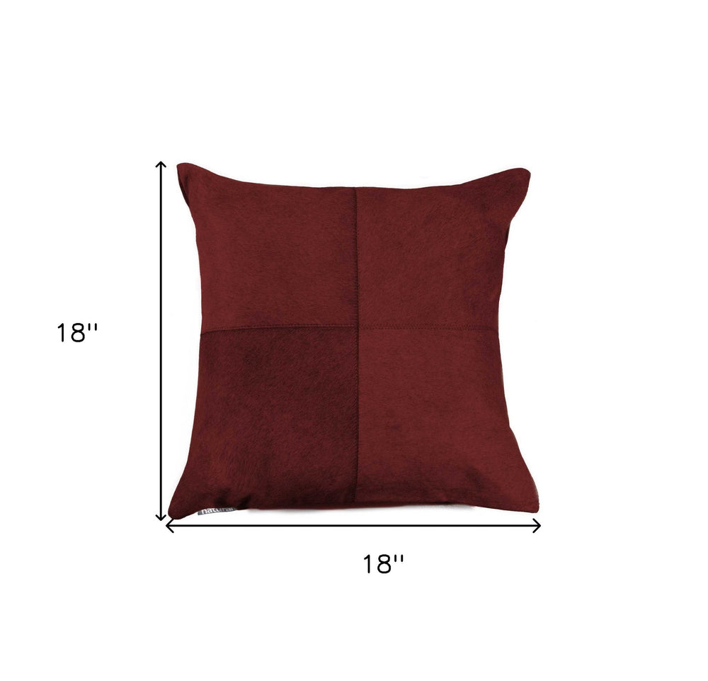 18" Wine Cowhide Throw Pillow - Homeroots - Flyclothing LLC