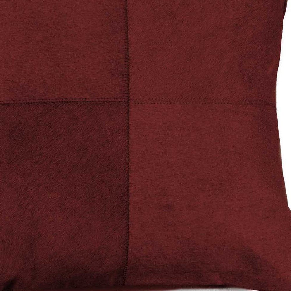 18" Wine Cowhide Throw Pillow - Homeroots - Flyclothing LLC