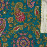 50" X 70" Green and Pink Kantha Cotton Paisley Throw Blanket with Embroidery - Homeroots - Flyclothing LLC