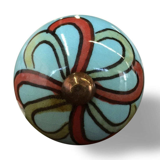 Bohemian Turquoise And Red Set Of 12 Knobs - Homeroots - Flyclothing LLC