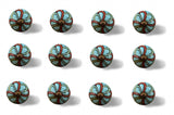 Bohemian Turquoise And Red Set Of 12 Knobs - Homeroots