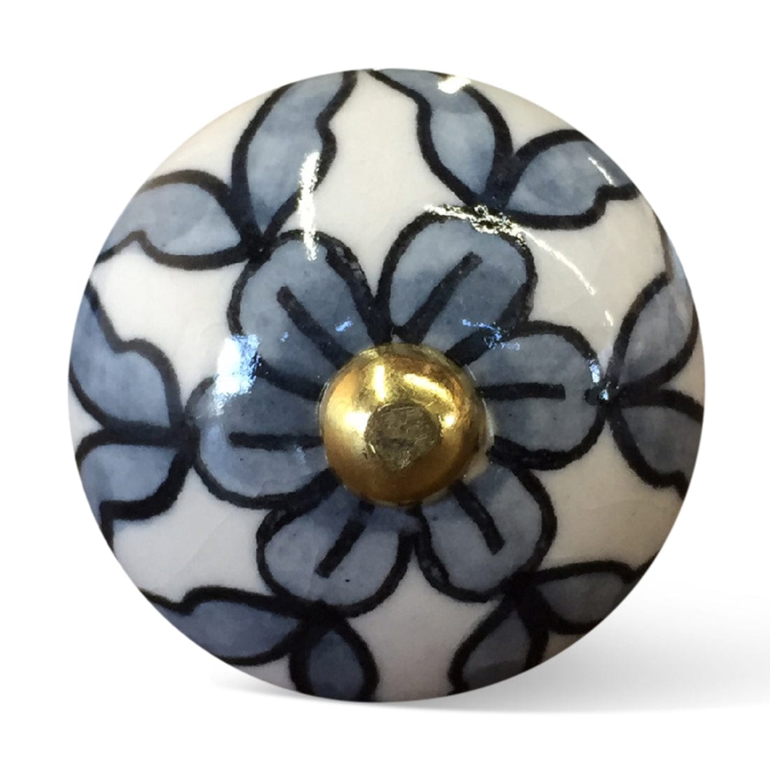 1.5" X 1.5" X 1.5" White Blue Black Handpainted Ceramic Knobs 8 Pack - Homeroots - Flyclothing LLC