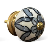 1.5" X 1.5" X 1.5" White Blue Black Handpainted Ceramic  Knobs 8 Pack - Homeroots