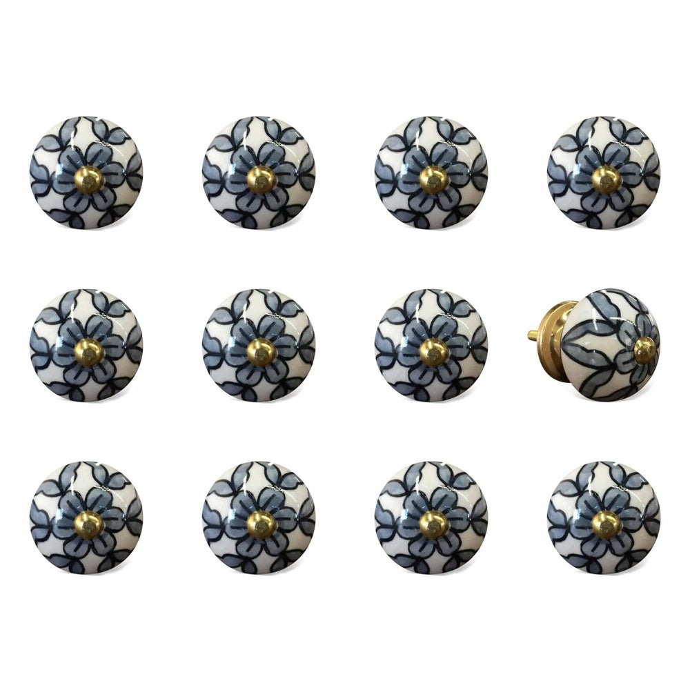 1.5" X 1.5" X 1.5" White Blue And Black Knobs 12 Pack - Homeroots - Flyclothing LLC