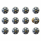 1.5" X 1.5" X 1.5" White Blue And Black  Knobs 12 Pack - Homeroots