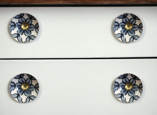1.5" X 1.5" X 1.5" White Blue And Black  Knobs 12 Pack - Homeroots