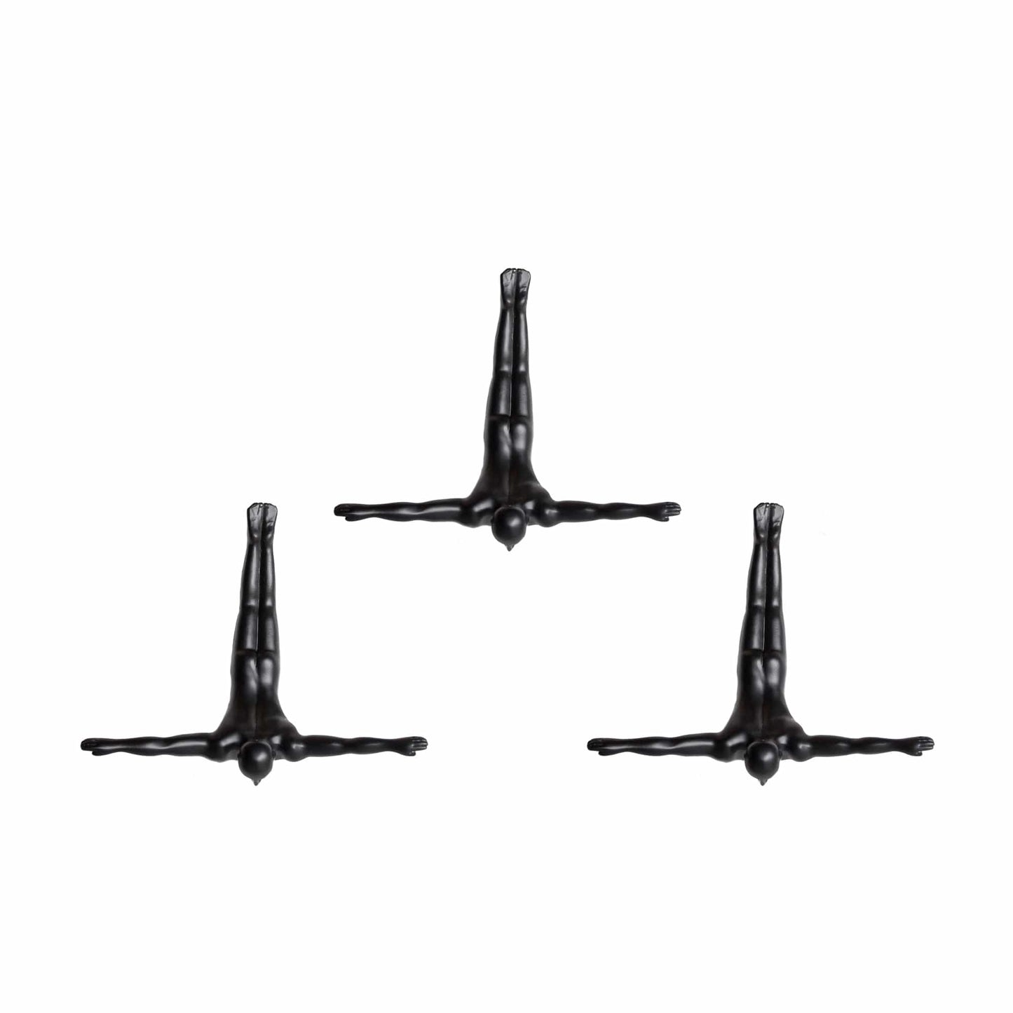 Set of Three 7" Black Diver Resin Wall Decor - Homeroots - Flyclothing LLC