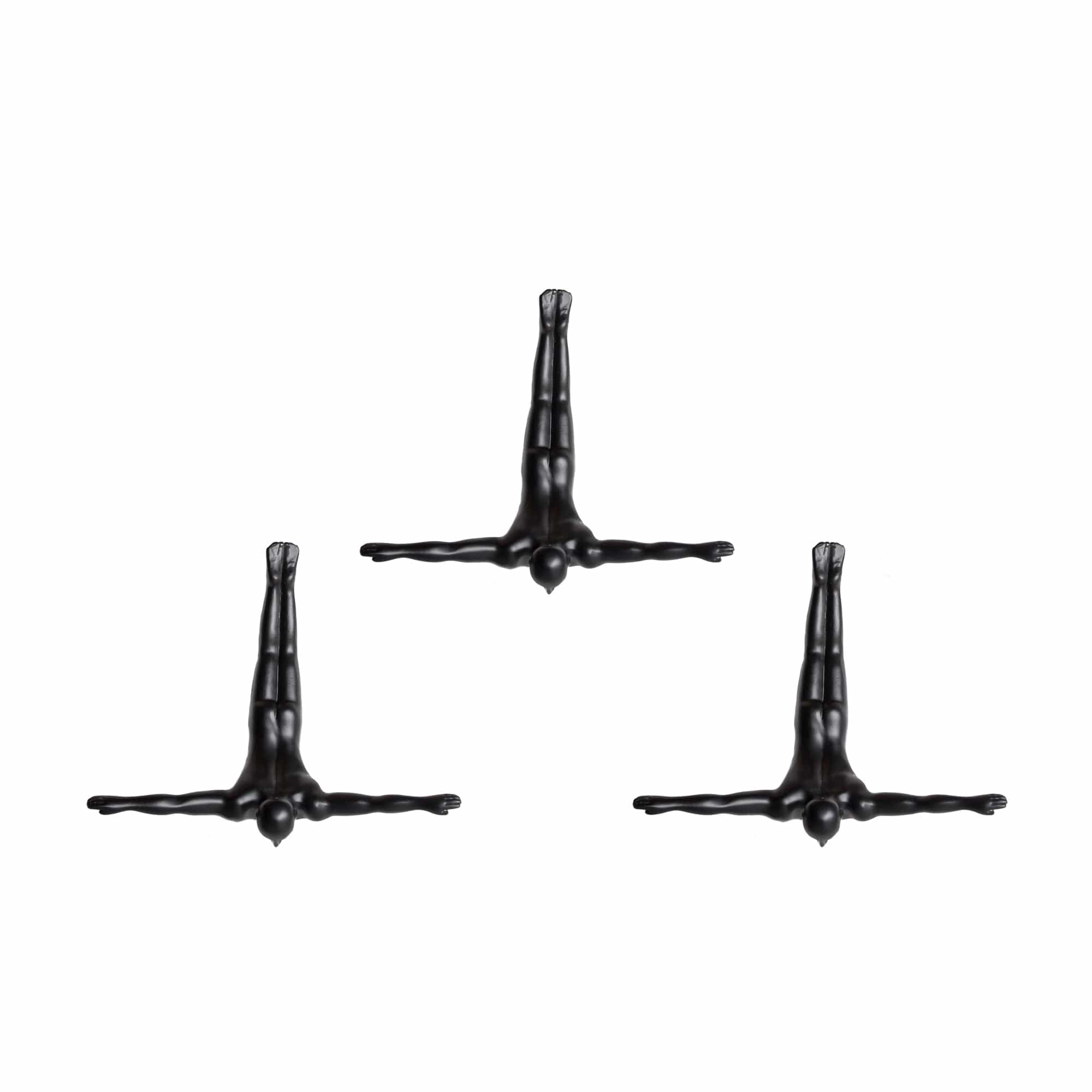 Set of Three 7" Black Diver Resin Wall Decor - Homeroots - Flyclothing LLC