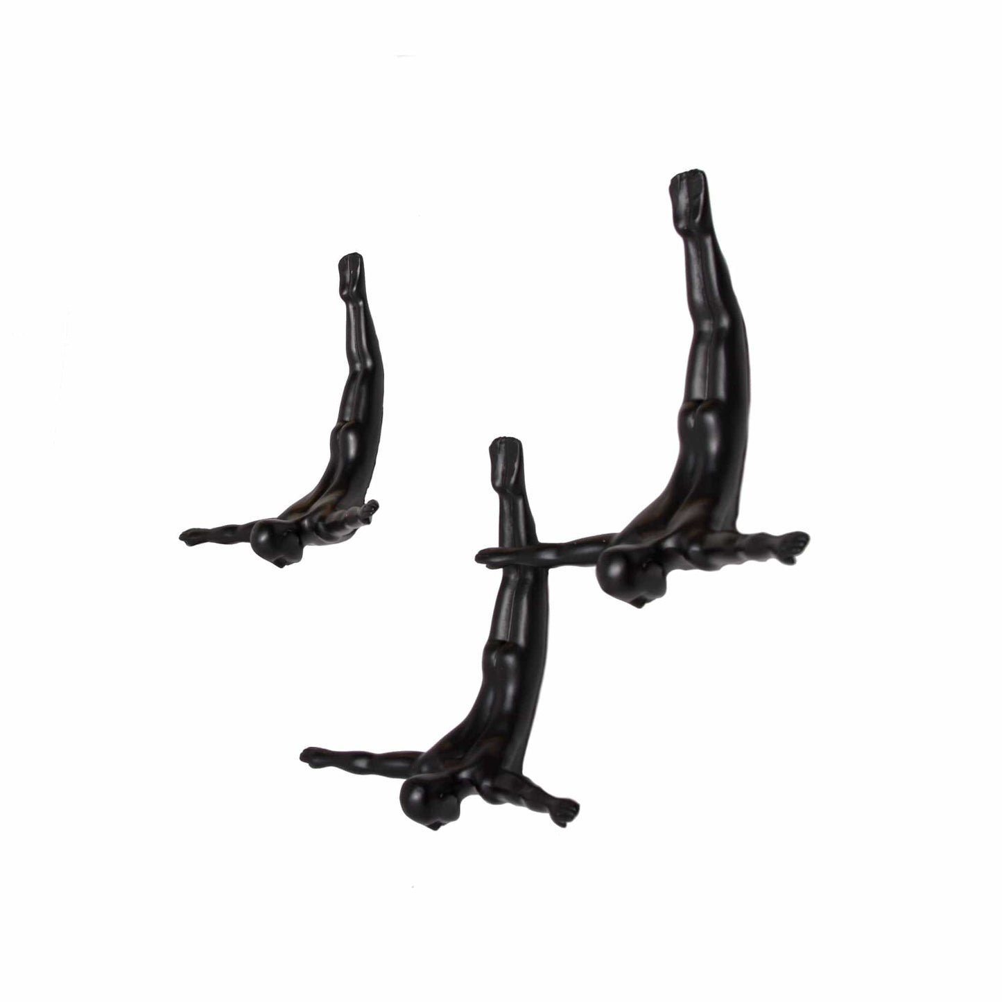 Set of Three 7" Black Diver Resin Wall Decor - Homeroots - Flyclothing LLC