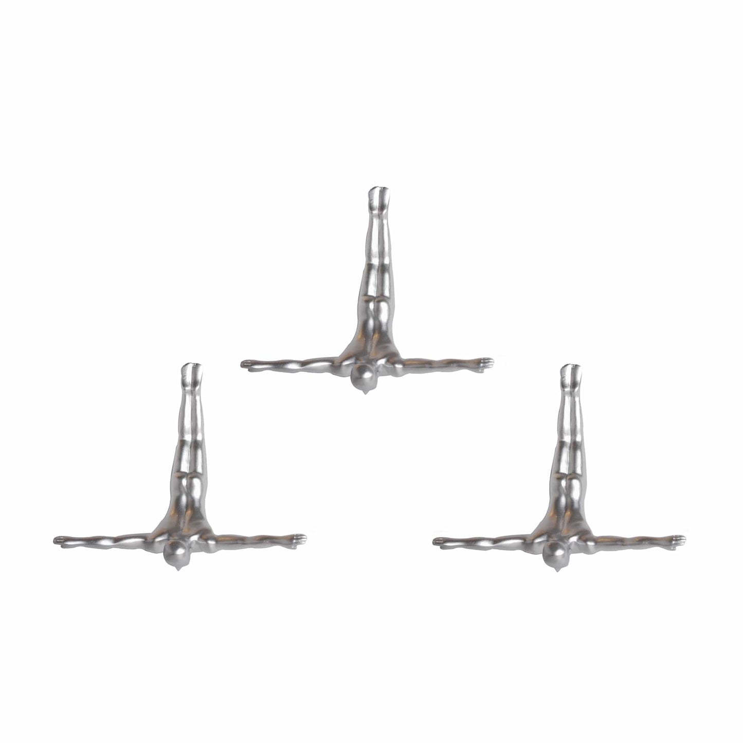 Set of Three 7" Silver Divers Resin Wall Decor - Homeroots - Flyclothing LLC